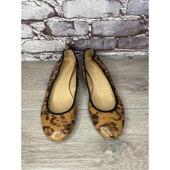 J. Crew Caramel Animal Print Patent Leather Ballet Flats Women’s Sz 9M US/40EU - Picture 2 of 16